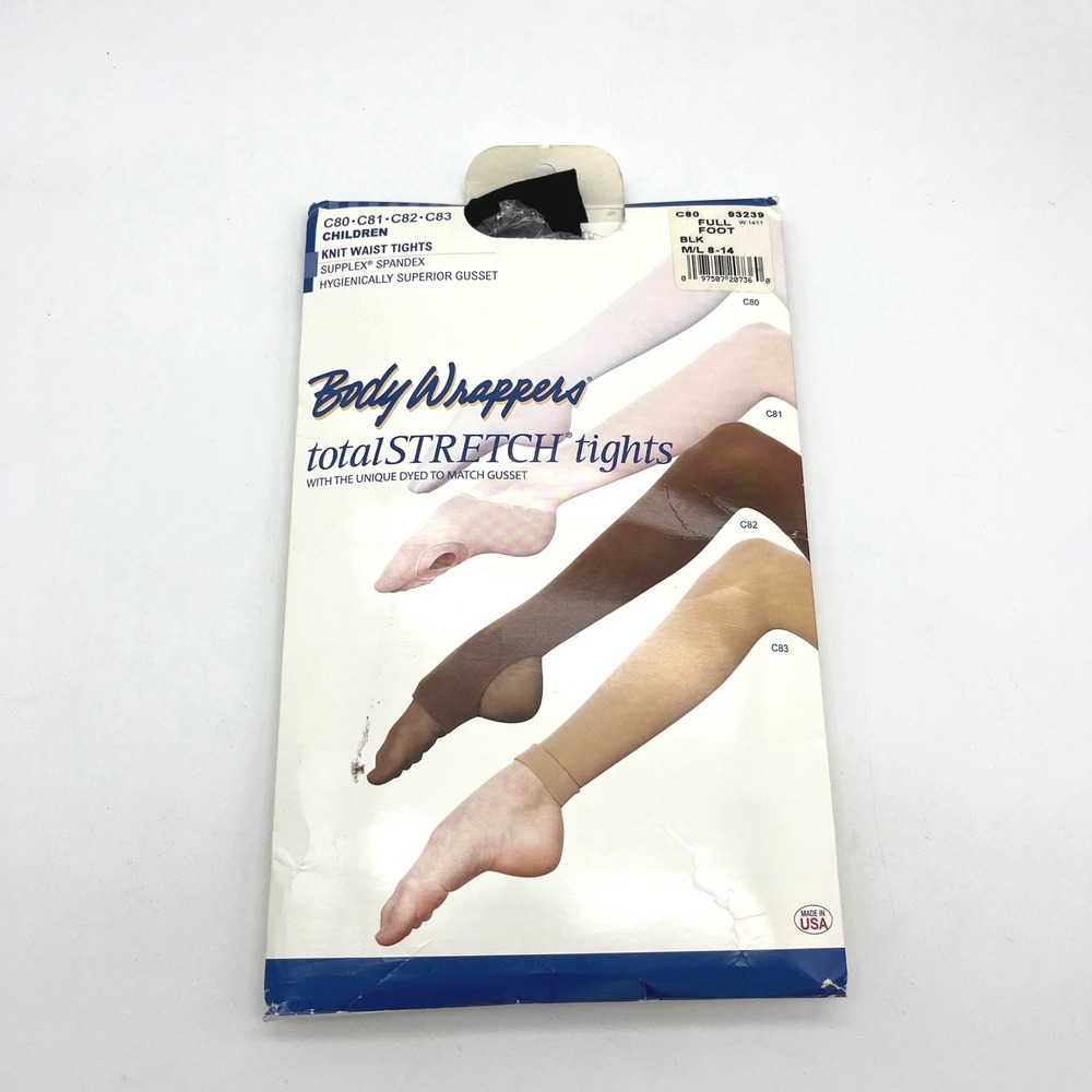 Body Wrappers Total Stretch Tights Children Knit Waist Full Foot BLK‎ MC/LC
